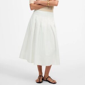 Madewell Pleated Midi Skirt in Cotton Poplin